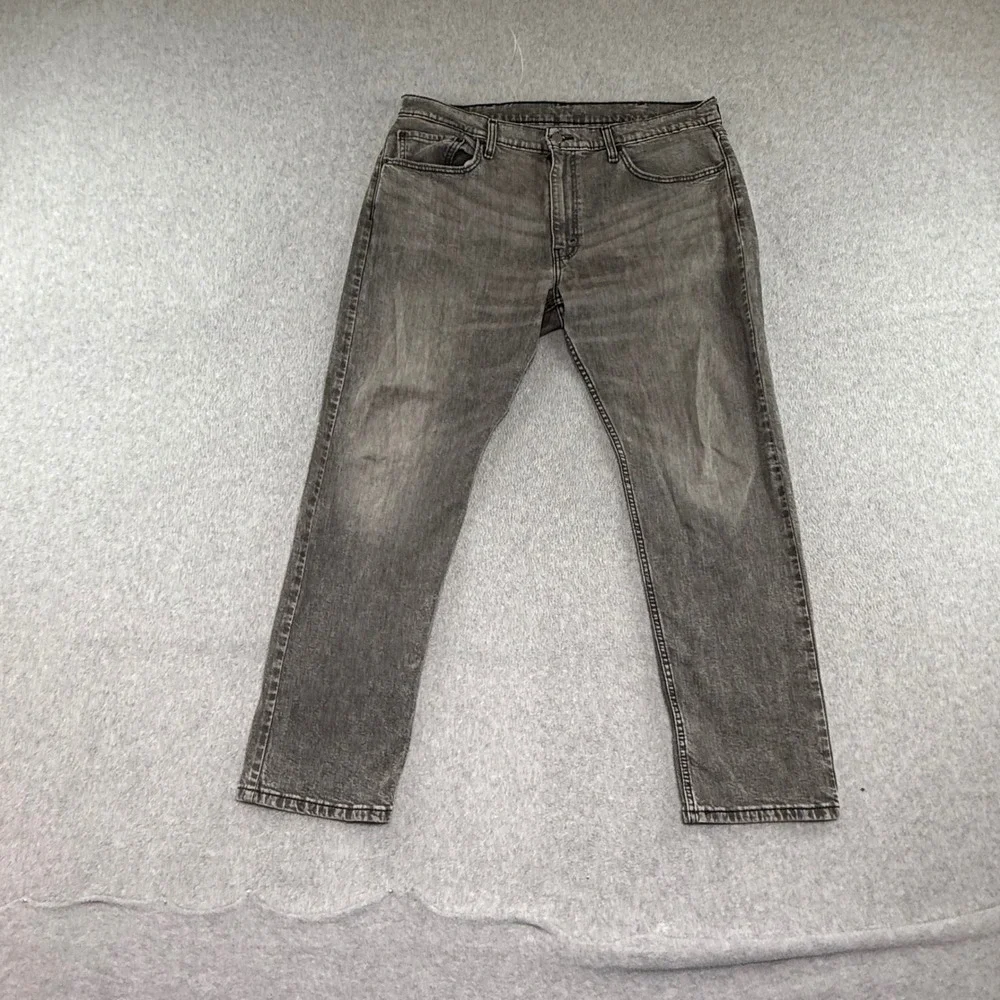 Levi's 502 Slim Straight Jeans Mens 38x32 Gray Acid Wash Stretch Denim